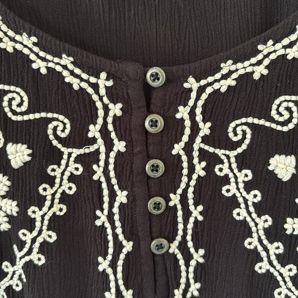 Anthropologie Meadow Rue Embroidered Black and White Women's Blouse - M - Picture 3 of 7